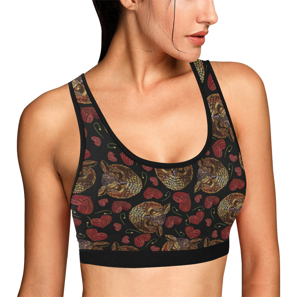 Owl Pattern Print Design A08 Sports Bra