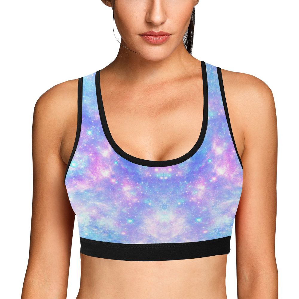 Galaxy Stardust Pastel Color Print Sports Bra