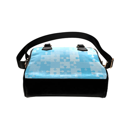 Puzzle Blue Pattern Print Design A04 Shoulder Handbag
