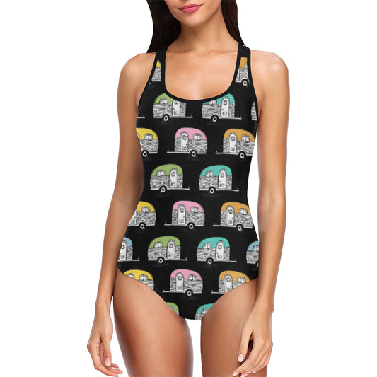 Camper Pattern Camping Themed No 2 Print Women Swimsuit