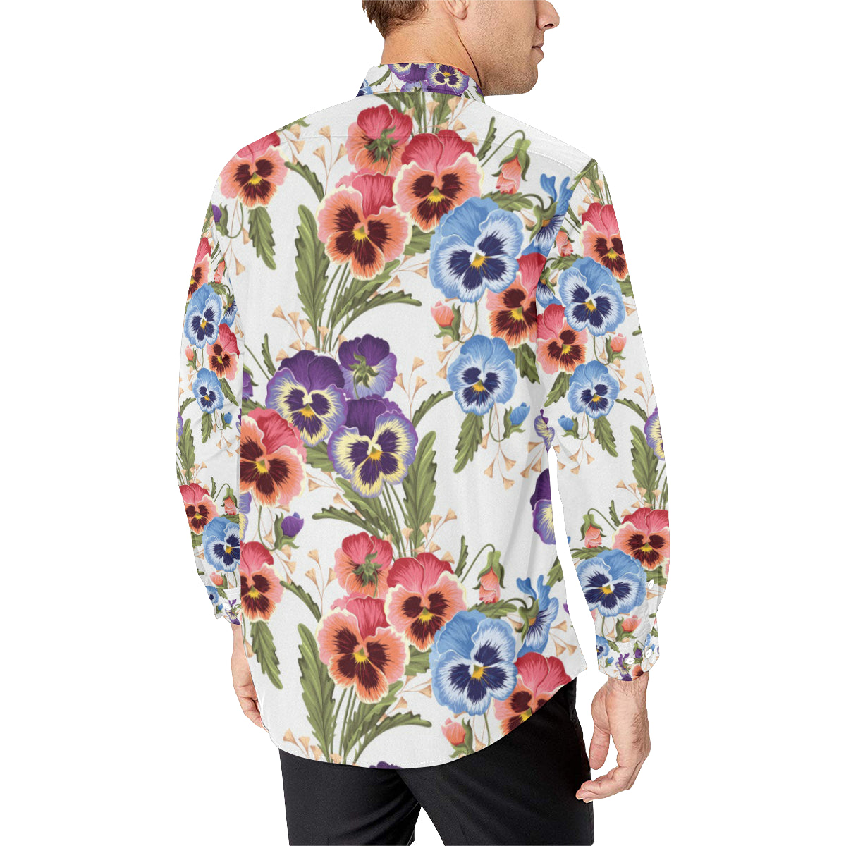 Pansy Pattern Print Design PS06 Men's Long Sleeve Shirt