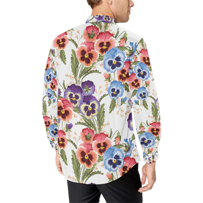 Pansy Pattern Print Design PS06 Men's Long Sleeve Shirt