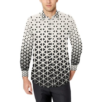 Geometric Black White Pattern Print Design 03 Men's Long Sleeve Shirt