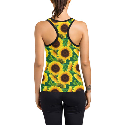 Sunflower Pattern Print Design SF02 Women's Racerback Tank Top