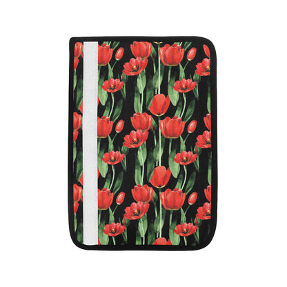 Tulip Red Pattern Print Design TP03 Car Seat Belt Cover