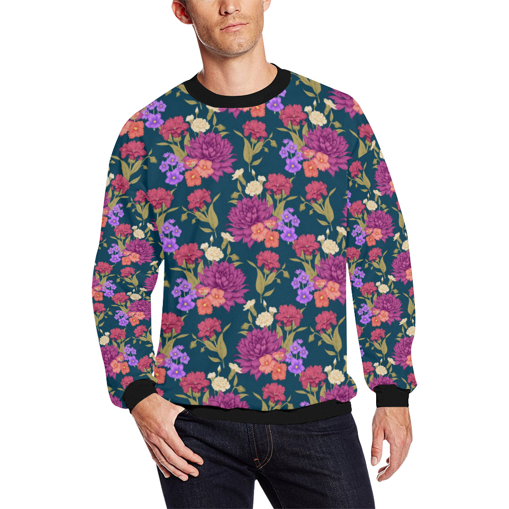 Dahlia Pattern Print Design DH01 Men Long Sleeve Sweatshirt