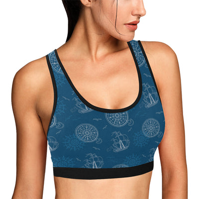 Nautical Pattern Print Design A04 Sports Bra