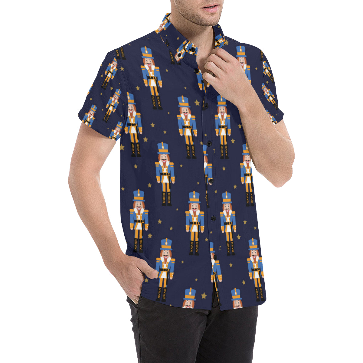 Nutcracker Pattern Print Design A04 Men's Short Sleeve Button Up Shirt