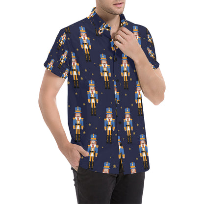 Nutcracker Pattern Print Design A04 Men's Short Sleeve Button Up Shirt