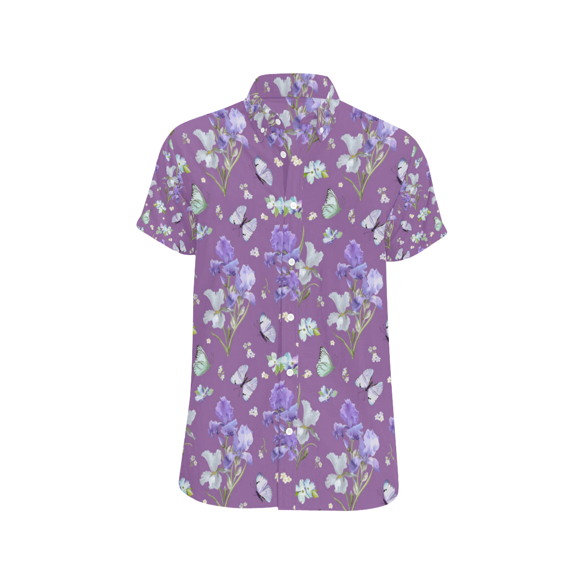 Iris Pattern Print Design IR09 Men's Short Sleeve Button Up Shirt