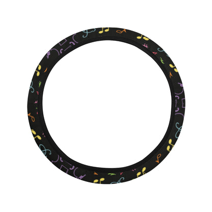 Cello Neon Pattern Print Design 02 Steering Wheel Cover with Elastic Edge