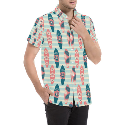 Aloha Hawaii Surfboard Pattern Print Design 02 Men's Short Sleeve Button Up Shirt