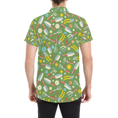 Gardening Pattern Print Design G06 Men's Short Sleeve Button Up Shirt
