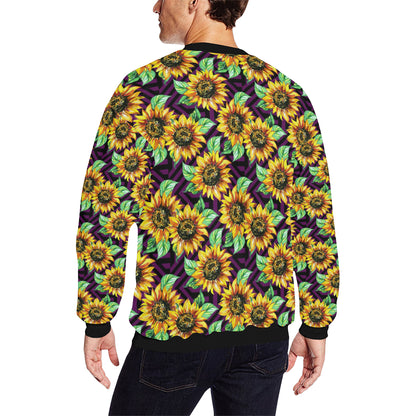 Sunflower Pattern Print Design SF012 Men Long Sleeve Sweatshirt
