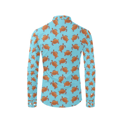 Brow Sea Turtle Print Pattern Men's Long Sleeve Shirt