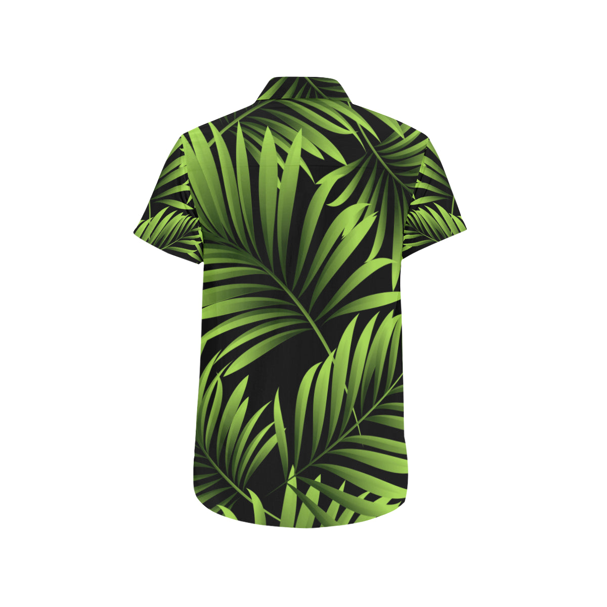 Green Neon Tropical Palm Leaves Men's Short Sleeve Button Up Shirt