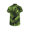 Green Neon Tropical Palm Leaves Men's Short Sleeve Button Up Shirt