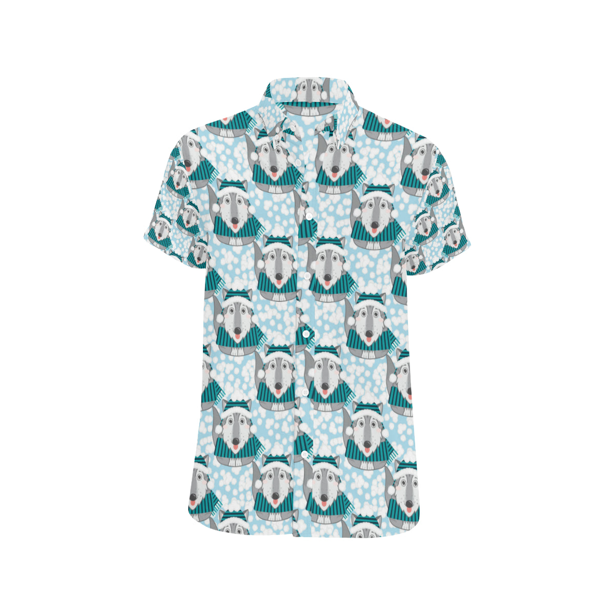 Alaskan Malamute Pattern Print Design 01 Men's Short Sleeve Button Up Shirt