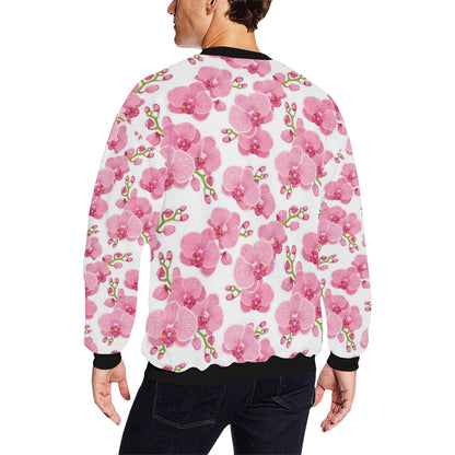 Orchid Pink Pattern Print Design OR07 Men Long Sleeve Sweatshirt