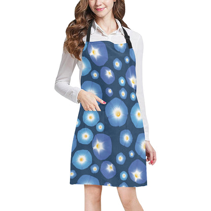Morning Glory Pattern Print Design 02 Apron with Pocket