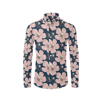 Plumeria Pattern Print Design PM018 Men's Long Sleeve Shirt