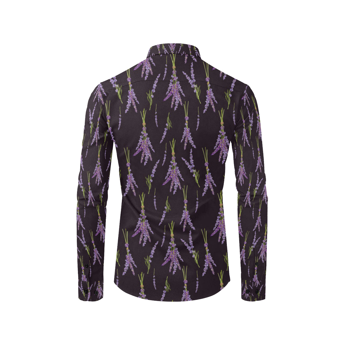 Lavender Pattern Print Design LV05 Men's Long Sleeve Shirt