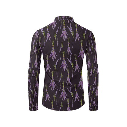 Lavender Pattern Print Design LV05 Men's Long Sleeve Shirt