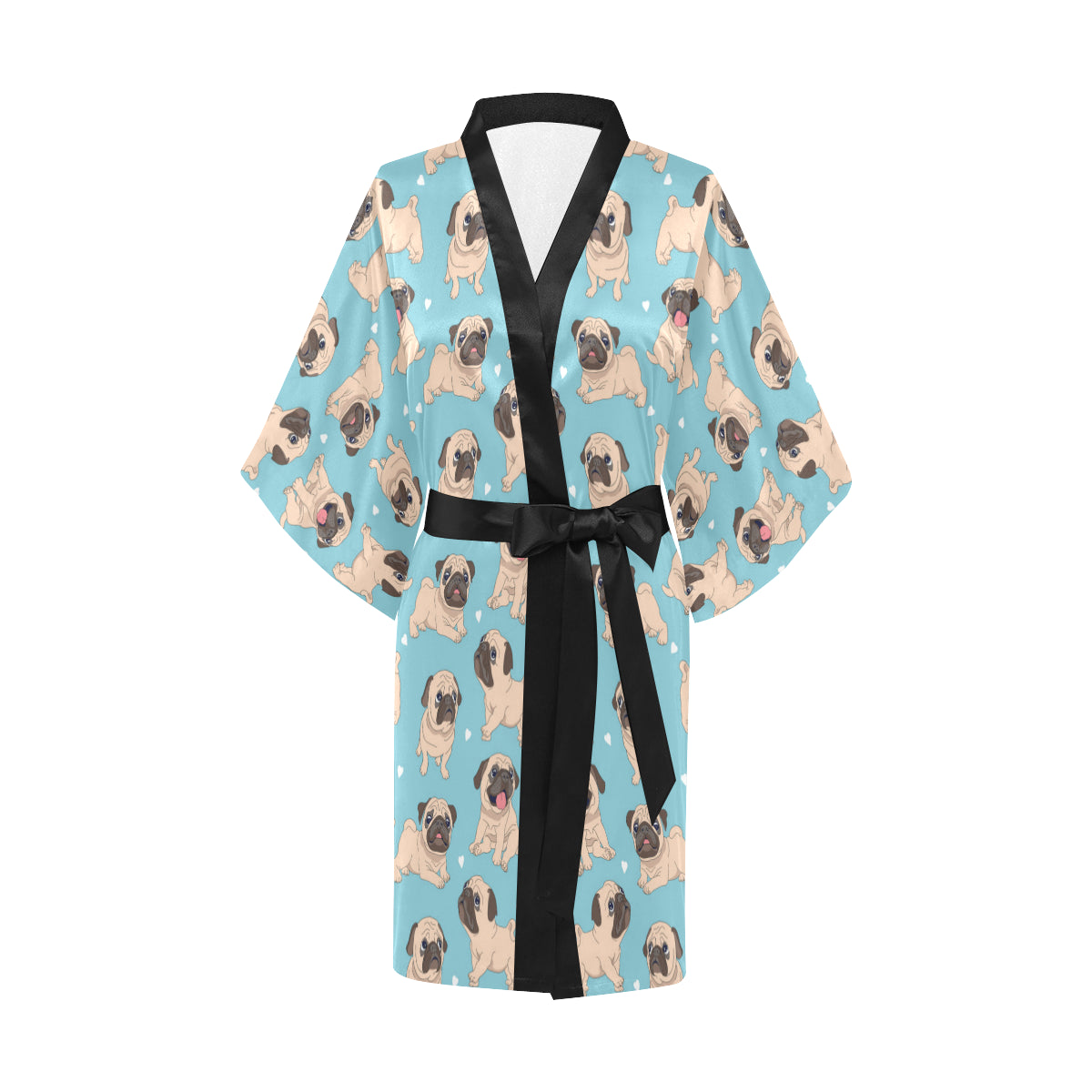 Pug Pattern Print Design A03 Women's Short Kimono