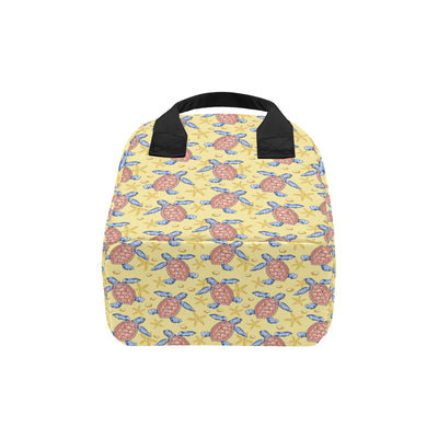 Sea Turtle Pattern Print Design T06 Insulated Lunch Bag