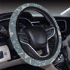 Damask Elegant Teal Print Pattern Steering Wheel Cover with Elastic Edge