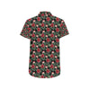 Flower Hawaiian Red Hibiscus Design Print Men's Short Sleeve Button Up Shirt