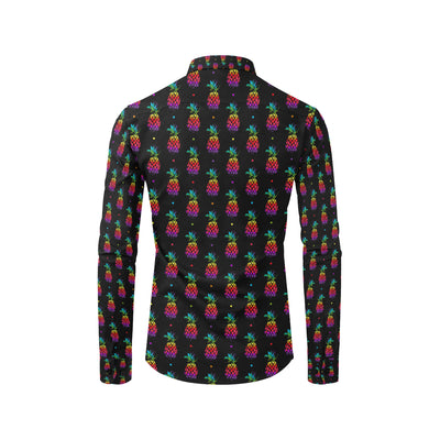 Pineapple Rainbow Dot Print Men's Long Sleeve Shirt