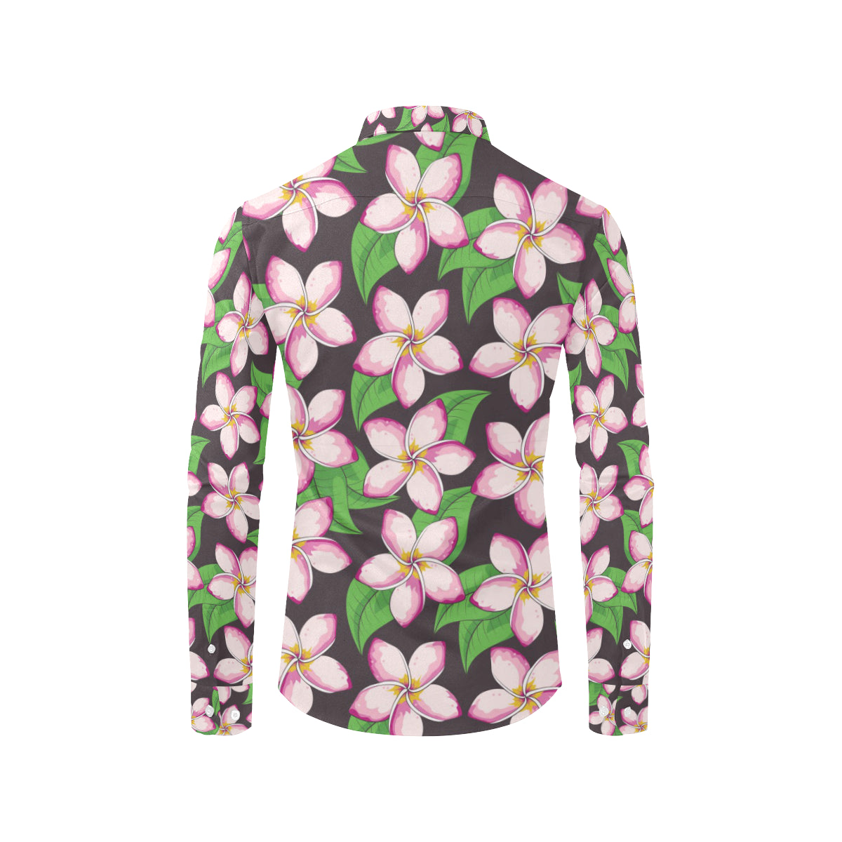 Pink Plumeria Pattern Print Design PM019 Men's Long Sleeve Shirt
