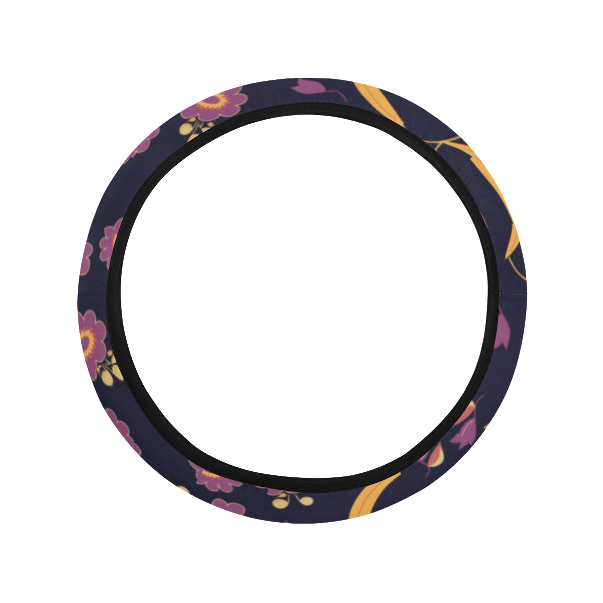Anemone Pattern Print Design AM012 Steering Wheel Cover with Elastic Edge