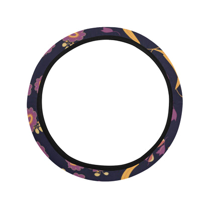 Anemone Pattern Print Design AM012 Steering Wheel Cover with Elastic Edge