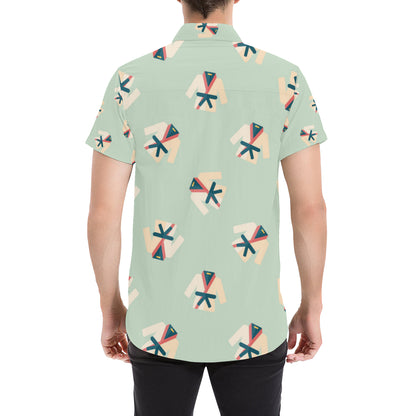 Karate Pattern Print Design 02 Men's Short Sleeve Button Up Shirt