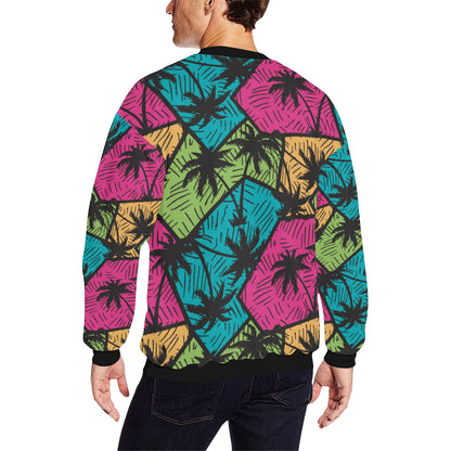 Palm Tree Pattern Print Design PT09 Men Long Sleeve Sweatshirt