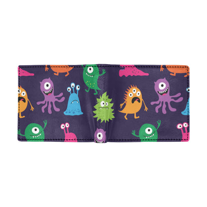 Monster Cartoon Pattern Print Design 02 Men's ID Card Wallet