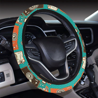 Camera Pattern Print Design 02 Steering Wheel Cover with Elastic Edge