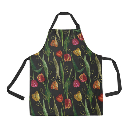 Tulip Embroidered Pattern Print Design TP01 Apron with Pocket