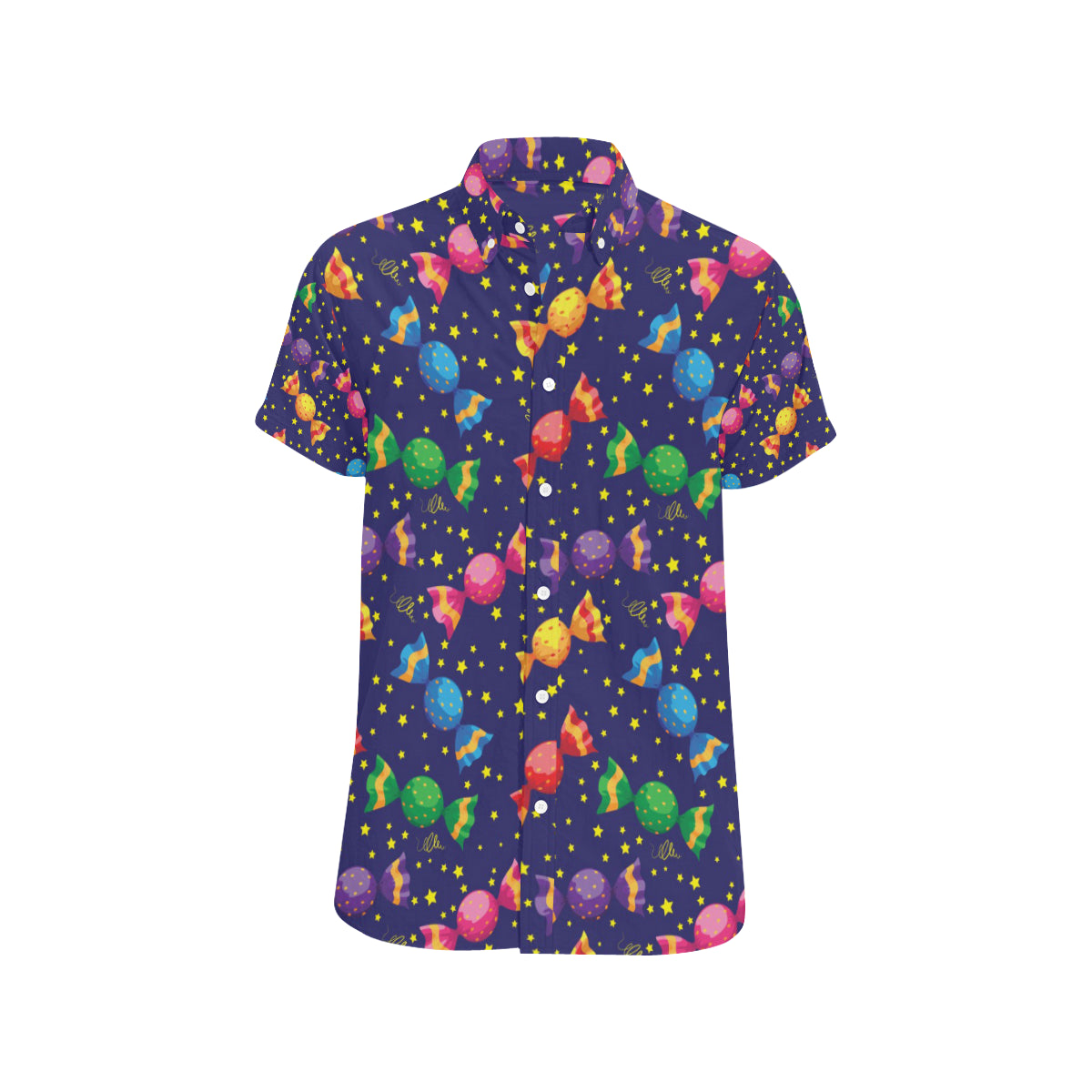 Candy Pattern Print Design CA06 Men's Short Sleeve Button Up Shirt