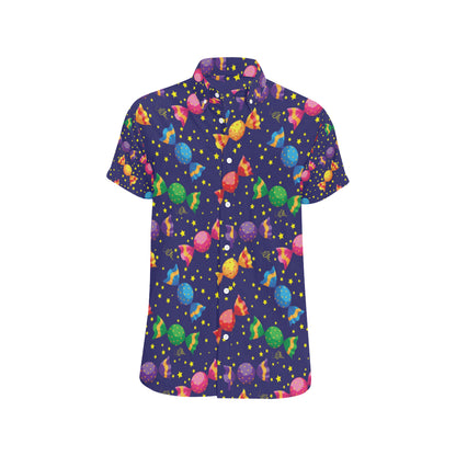 Candy Pattern Print Design CA06 Men's Short Sleeve Button Up Shirt