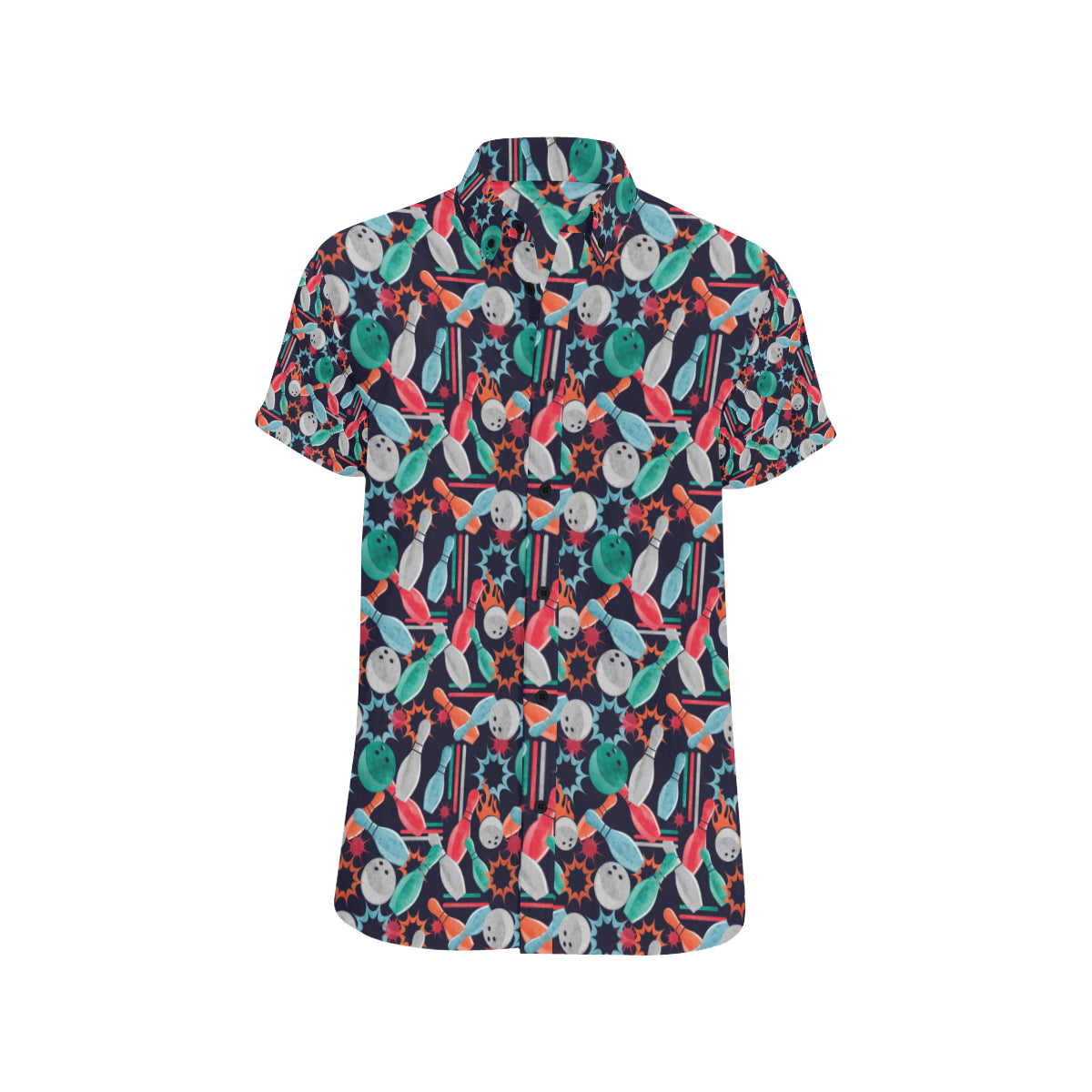Bowling Pattern Print Design 08 Men's Short Sleeve Button Up Shirt