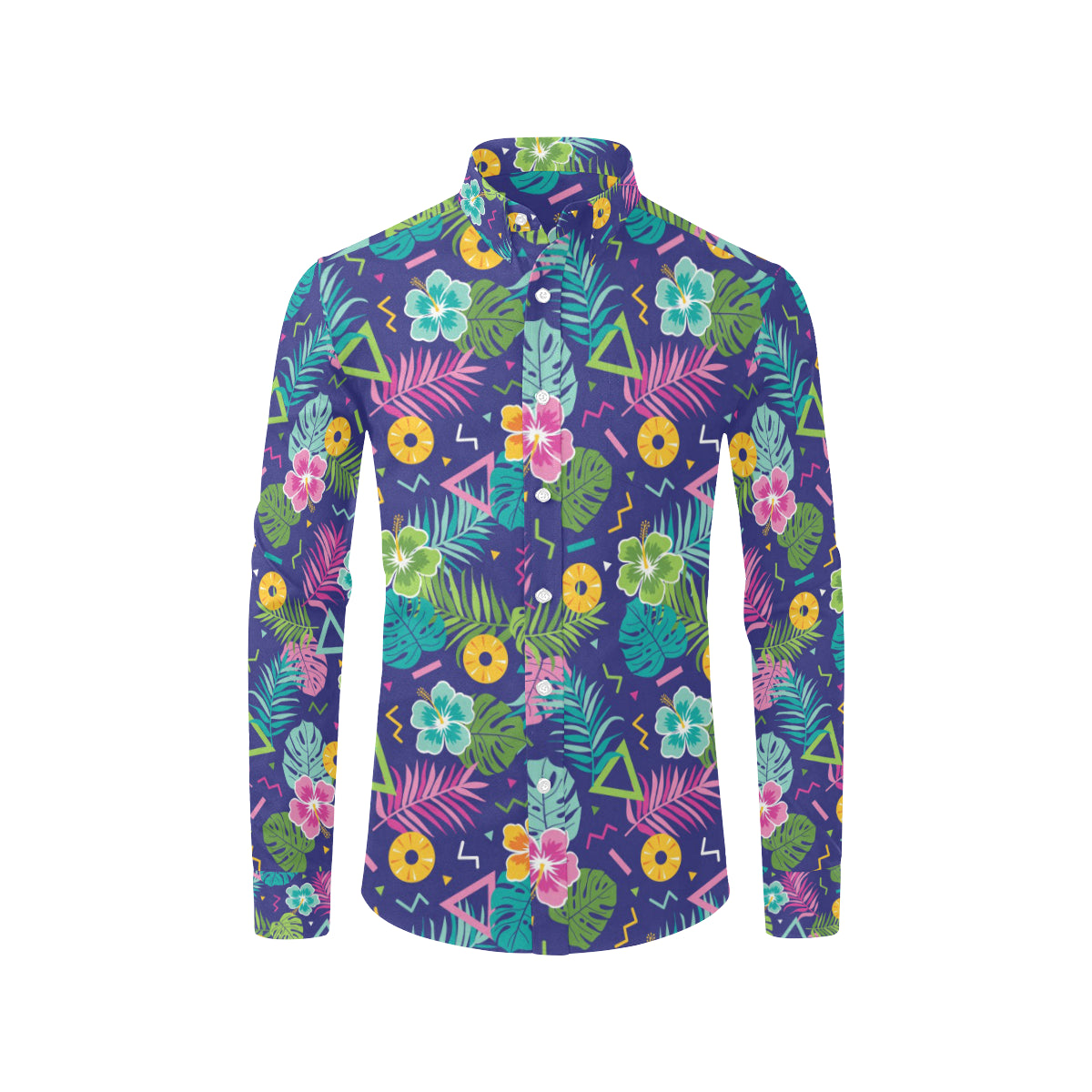 Hawaiian Themed Pattern Print Design H014 Men's Long Sleeve Shirt