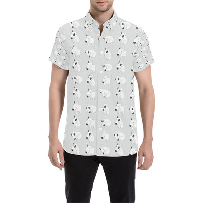 Bull Terrier hand draw Print Pattern Men's Short Sleeve Button Up Shirt