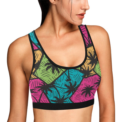 Palm Tree Pattern Print Design PT09 Sports Bra