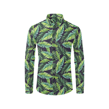 Tropical Flower Pattern Print Design TF06 Men's Long Sleeve Shirt