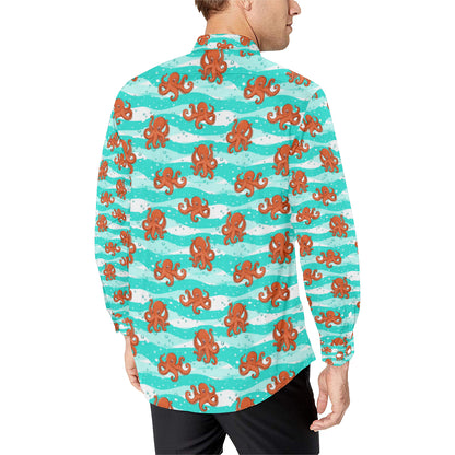 Octopus Cute Design Print Themed Men's Long Sleeve Shirt