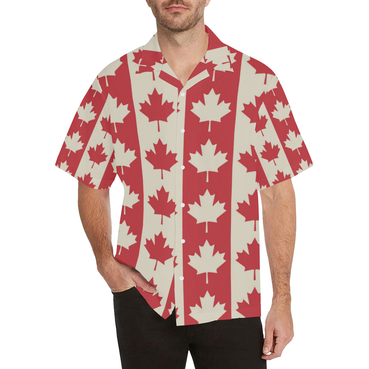 Maple Leaf Pattern Print Design 02 Men's Hawaiian Shirt