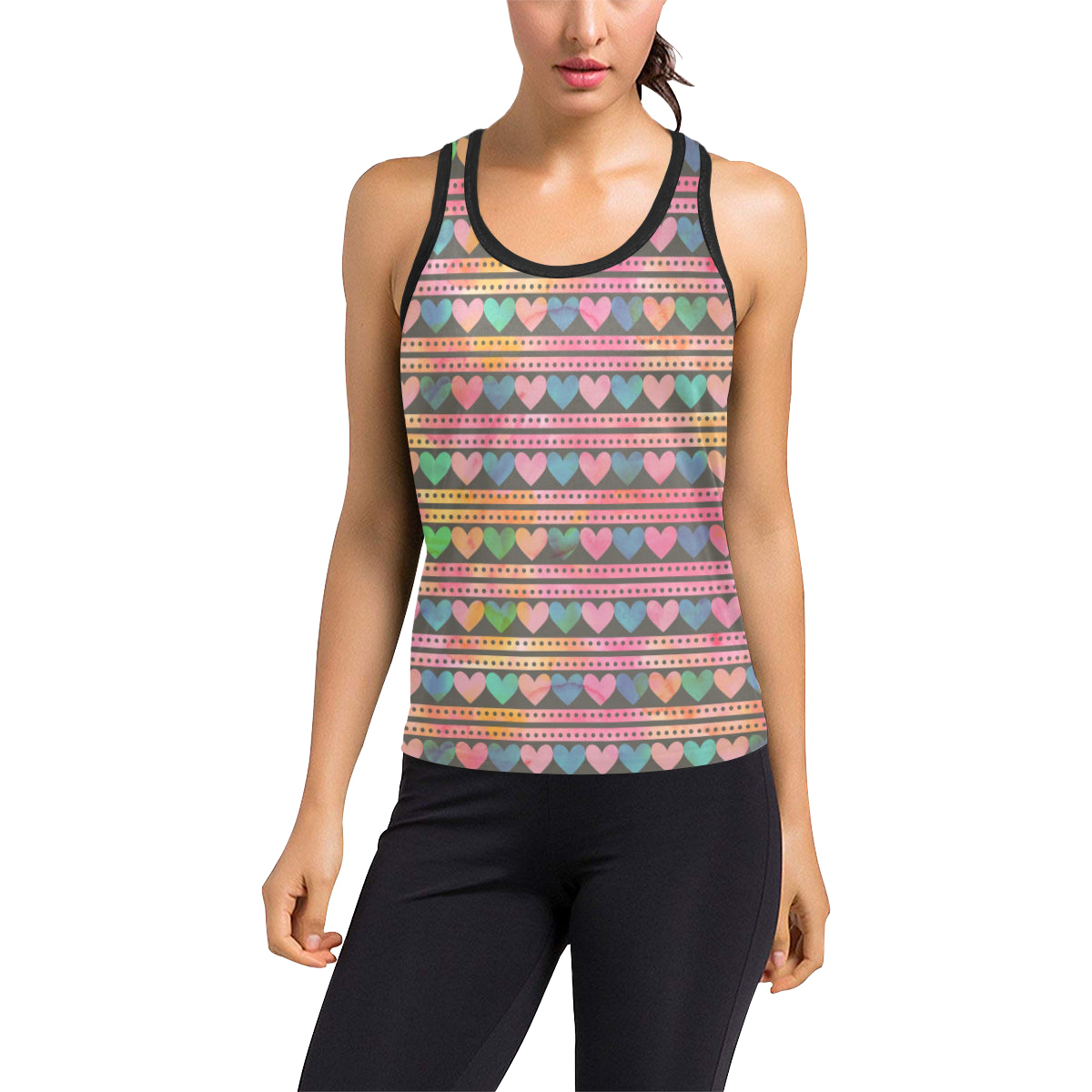 Heart Pattern Print Design HE010 Women's Racerback Tank Top